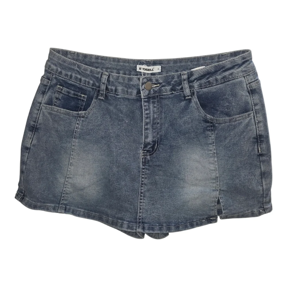 Etosel denim stretch Faded Blue Women's Skorts shorts skirt XL